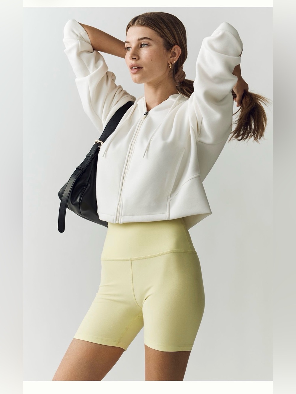 NWT Beyond Yoga High-Rise Biker Shorts Pale Yellow Size - Picture 2 of 5
